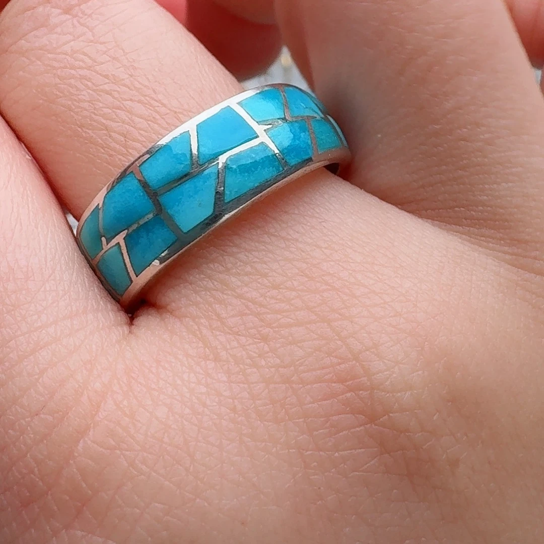 绿松石银S925镶嵌戒指