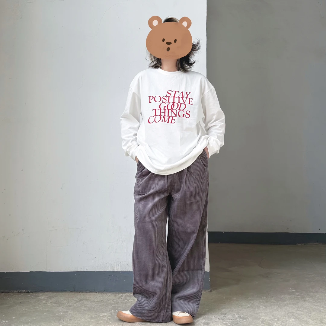 春季高街风百搭字母印花长袖T恤