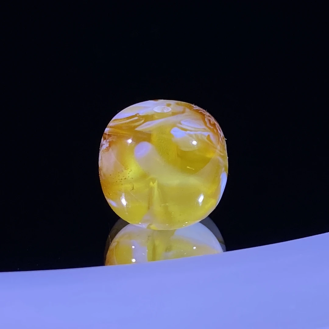 11.3mm沁粉紫橘金溶洞沁色蜜蜡老型 天然高品沁色蜜蜡老型