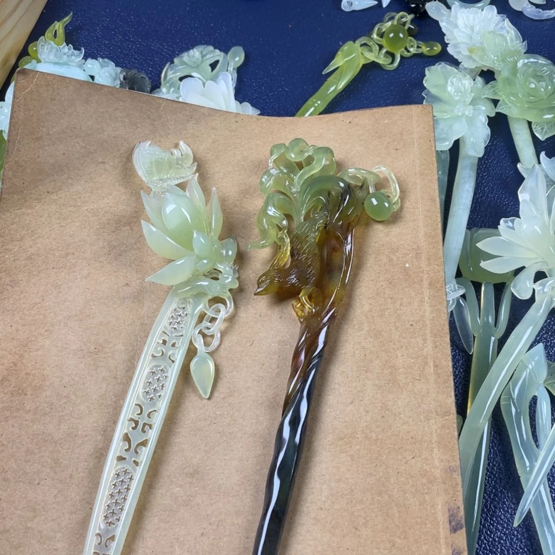 蛇纹石玉发饰未镶嵌延