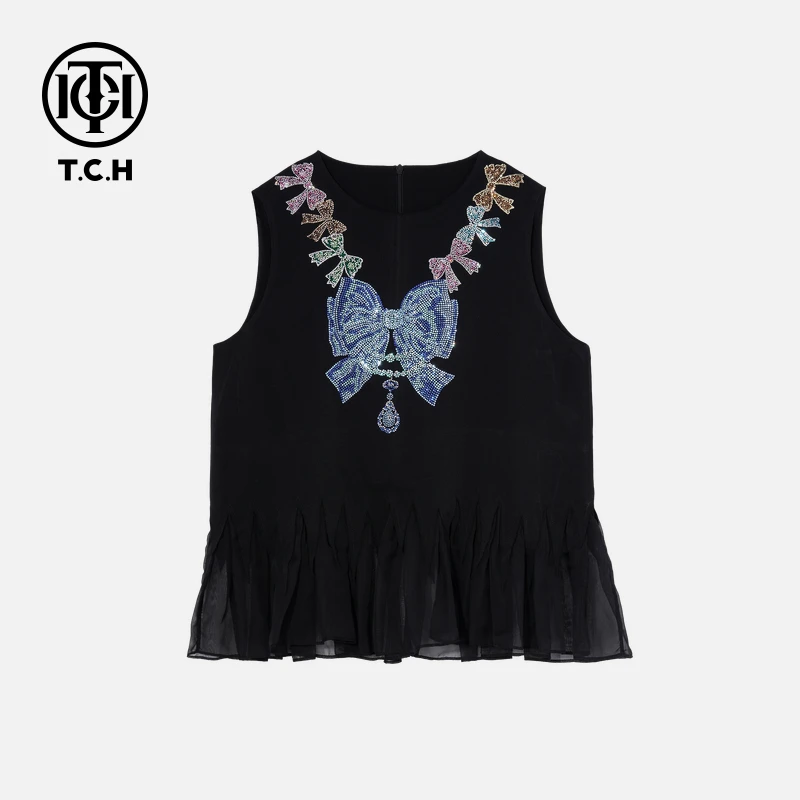 TCH私服烫钻工艺新时尚淑女百搭新潮流背心女T75B03E5013轻奢tch