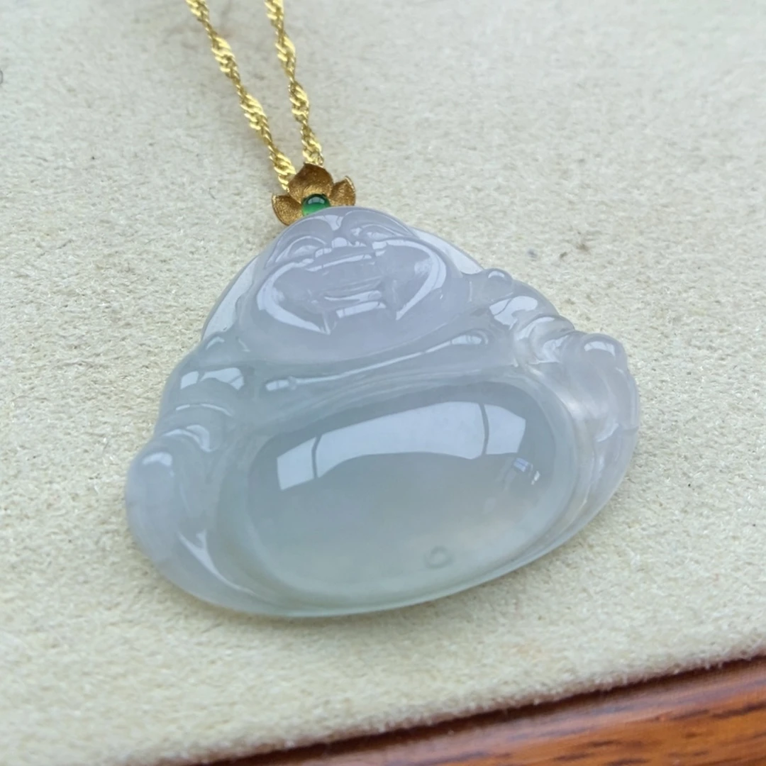 翡翠18K金镶嵌颈饰吊坠9