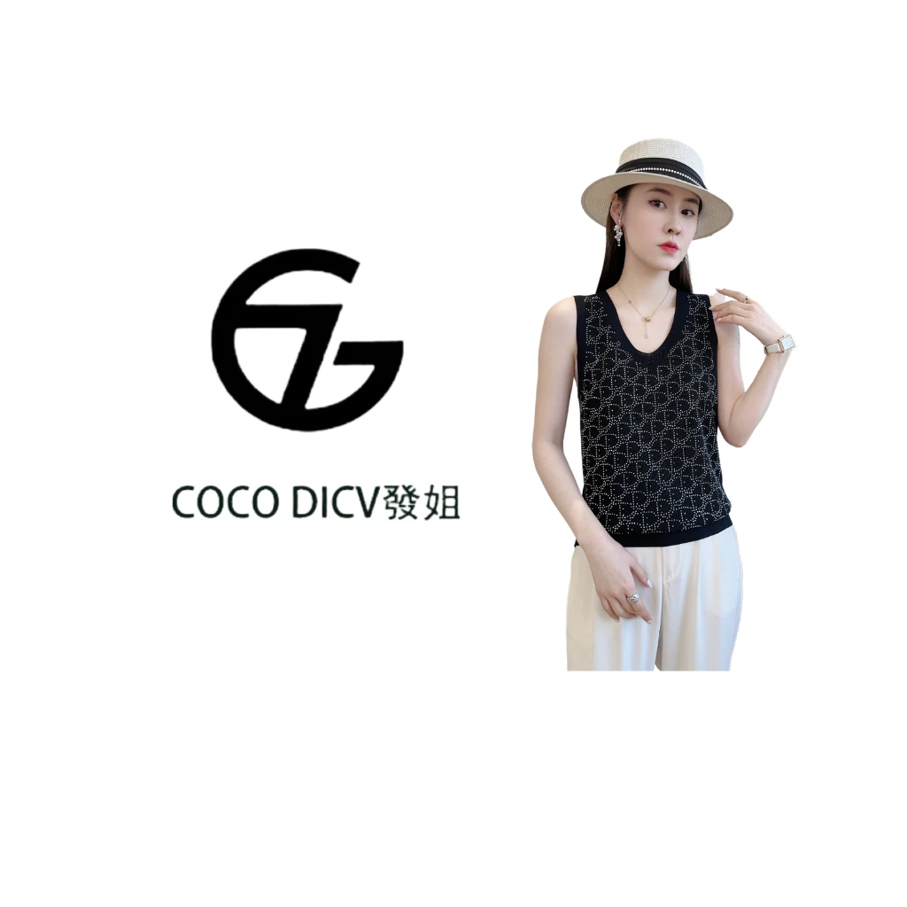 【【COCO DICV】2025夏季新款针织烫钻背心60089