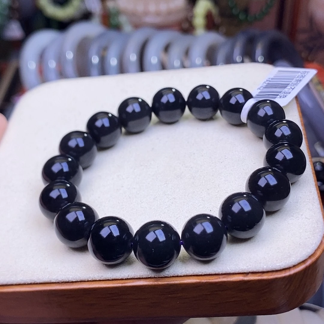 和田玉未镶嵌颈饰浓烟紫帝王紫手串12mm