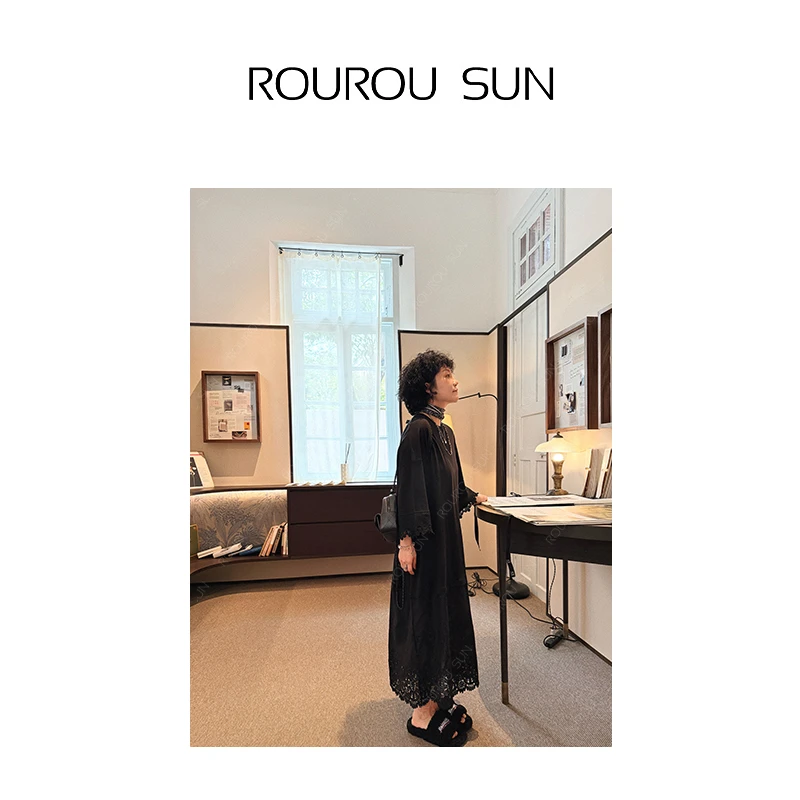 26555圆领宽松舒适下摆拼蕾丝显瘦短袖T恤裙女