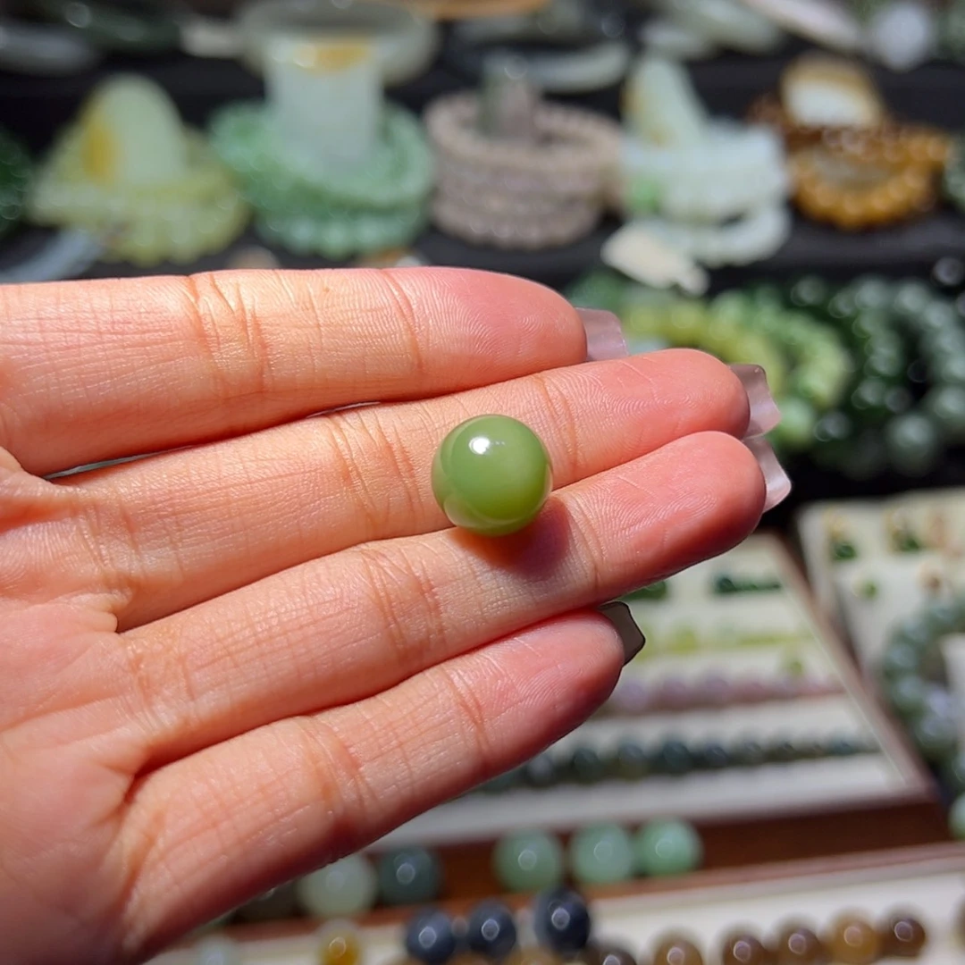 【闪购商品】和田玉单珠12mm未镶嵌唐三彩12mm