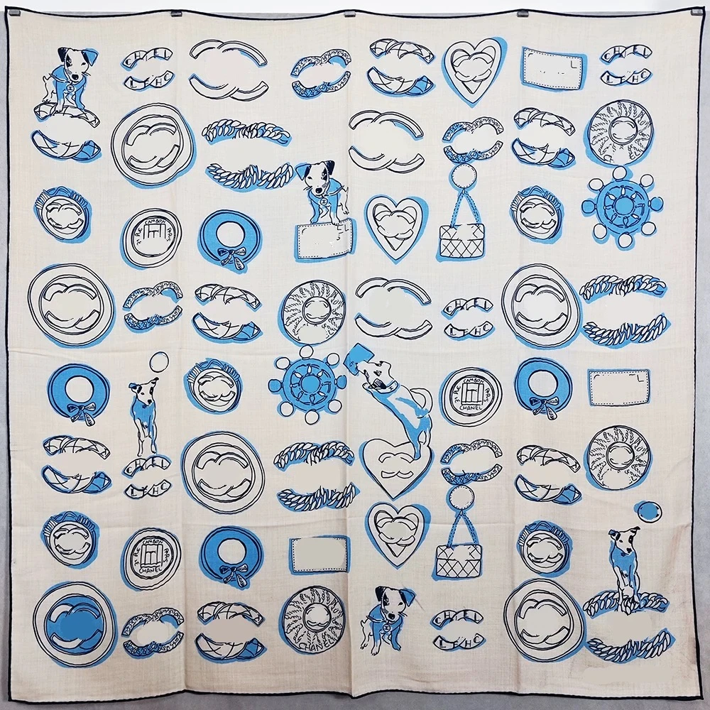 【高版本“甜甜圈】90*90方巾100%桑蚕丝甜甜圈小狗