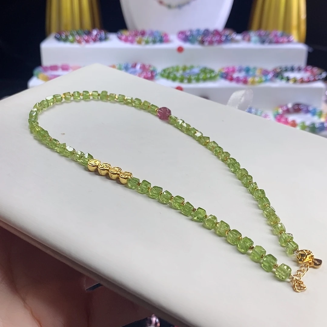 未镶嵌手链碧玺方糖双圈