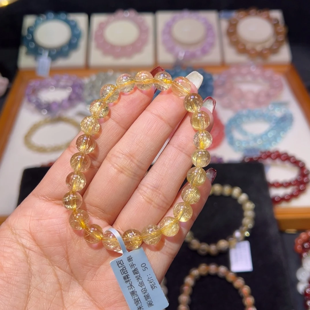水晶手串未镶嵌p****p金发晶顺发8.3m m