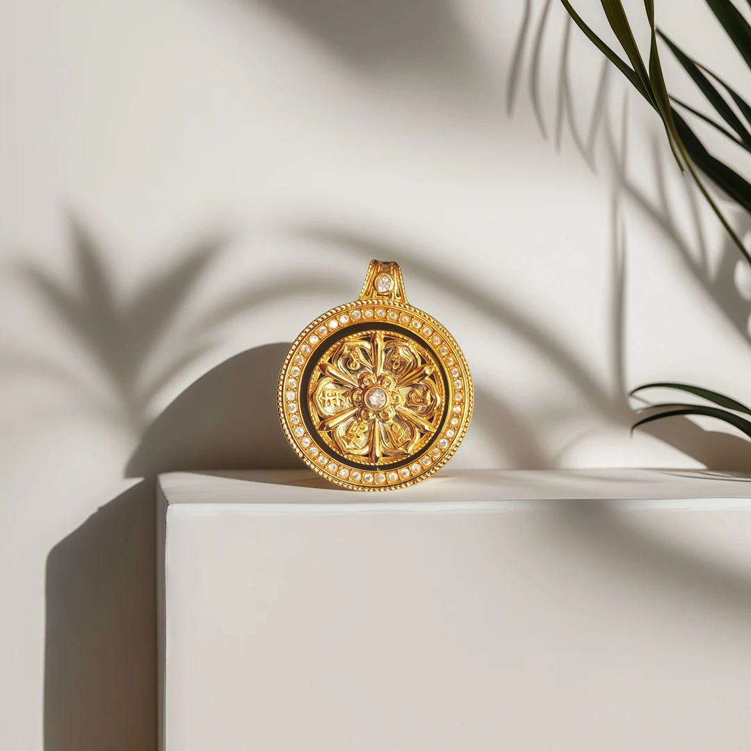 【小白总专属】18K金时来运转八宝罗盘六子真言吊坠