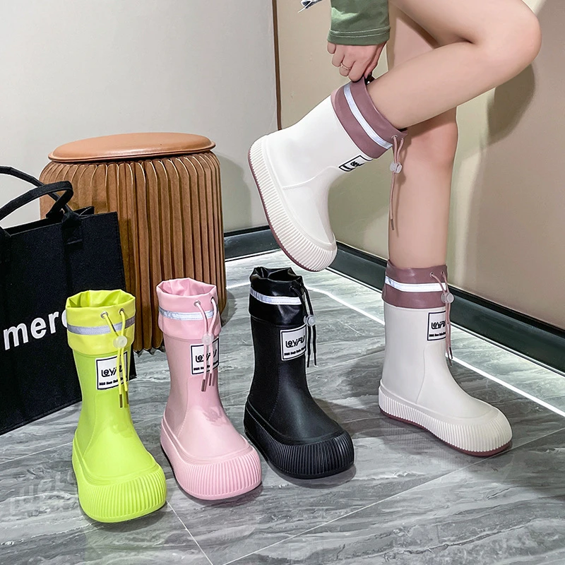 短筒雨鞋女时尚成人加绒雨靴防滑水鞋户外工作水靴中筒防水胶鞋女