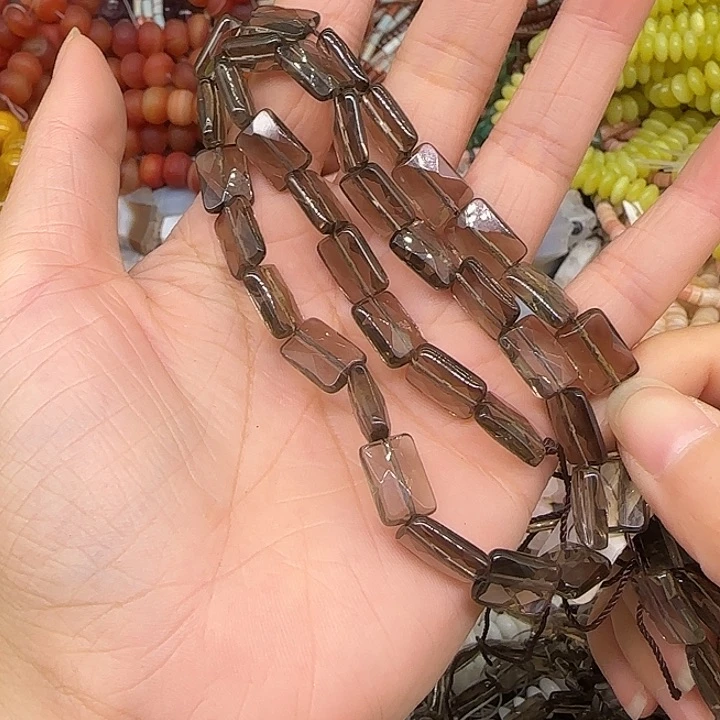 玛瑙/玉髓合金珠宝半成品茶晶8mm方块一条