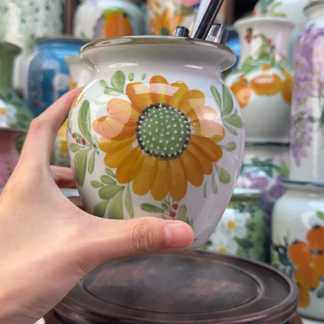 景德镇陶瓷手绘花瓶无孔