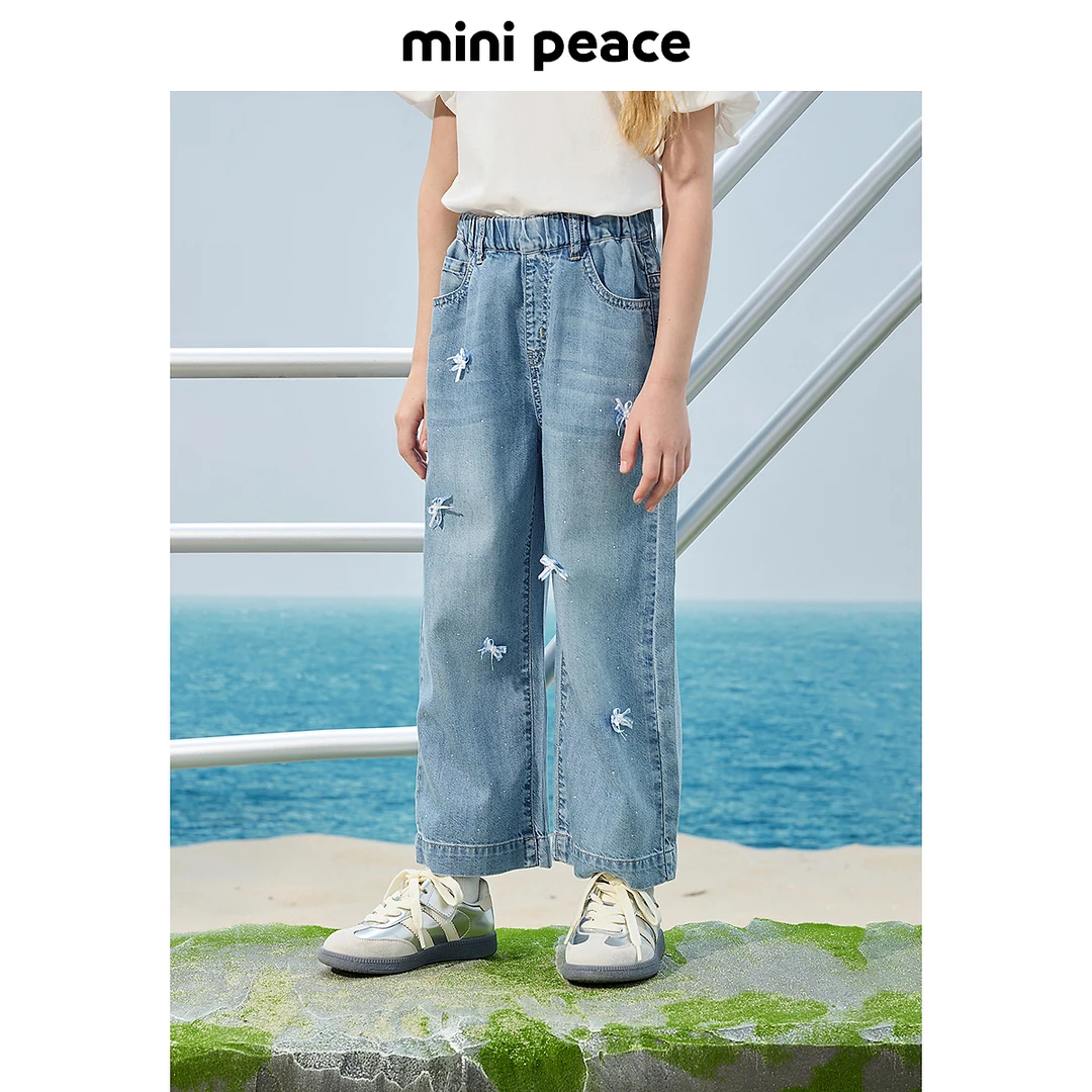 [专柜同款]minipeace太平鸟童装女童牛仔裤薄款亮片儿童裤子薄款