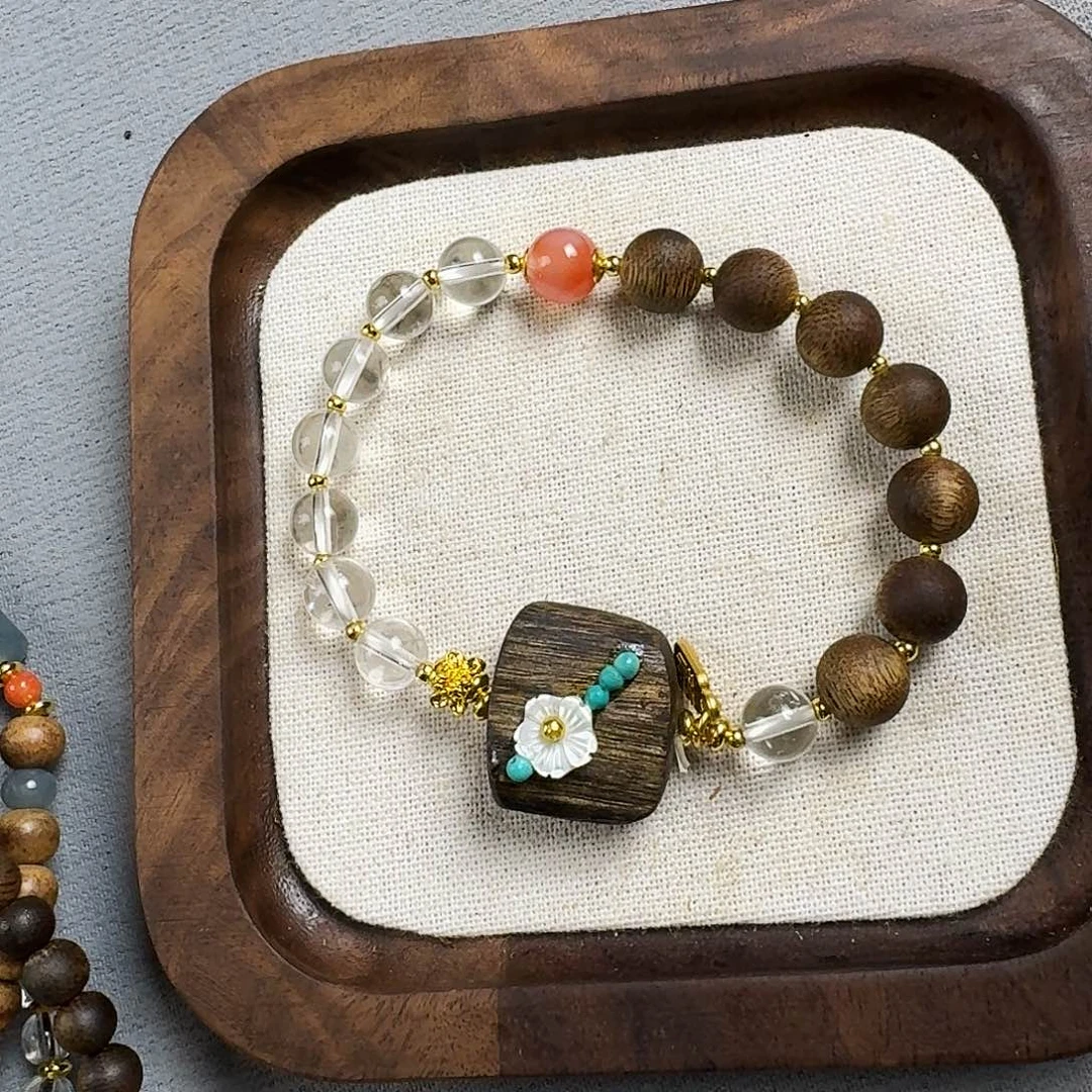 沉香香囊沉香A744无事牌白水晶单圈设计款发一