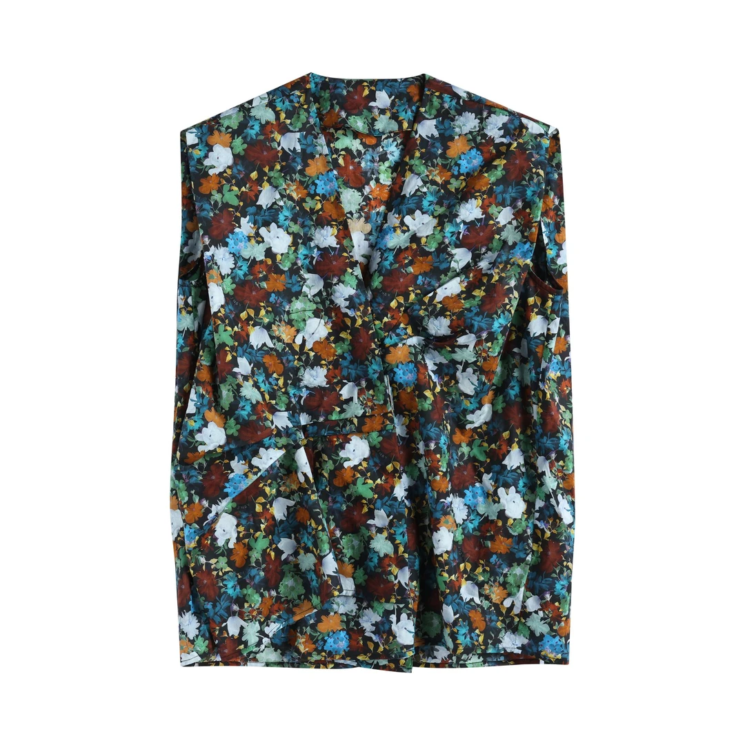 30948【江南订单】25夏新品无袖衬衫V领碎花女0654