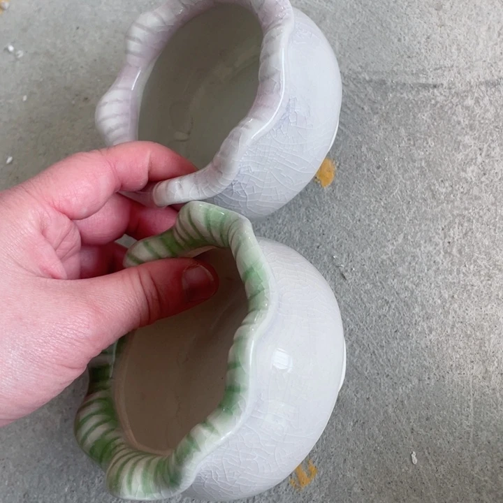 陶瓷8*5 半手工花盆浮力炸