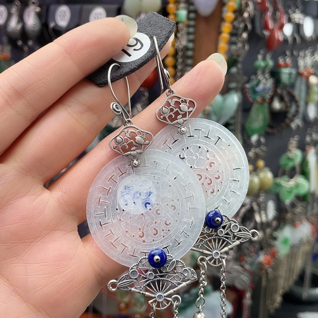 于***子翡翠银S925镶嵌耳饰838hhhhh