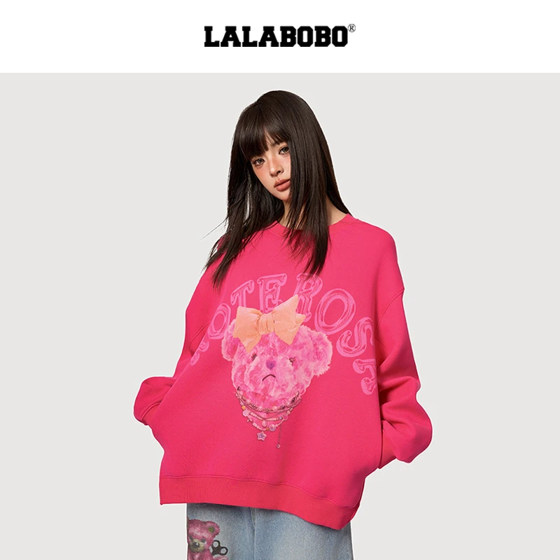 7469【金拐子】LALA百搭宽松潮流圆领印花秋冬卫衣RBDD-TS12