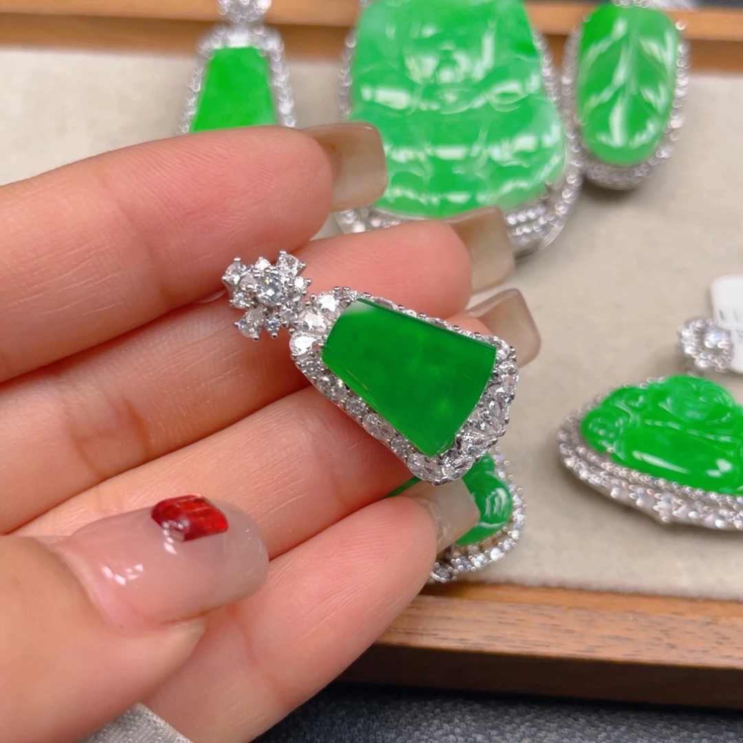 翡翠银S925镶嵌吊坠(不含链)