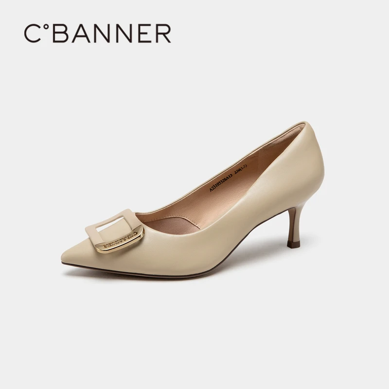 千百度2023春季时装单鞋海街日记羊皮高跟鞋A23105328