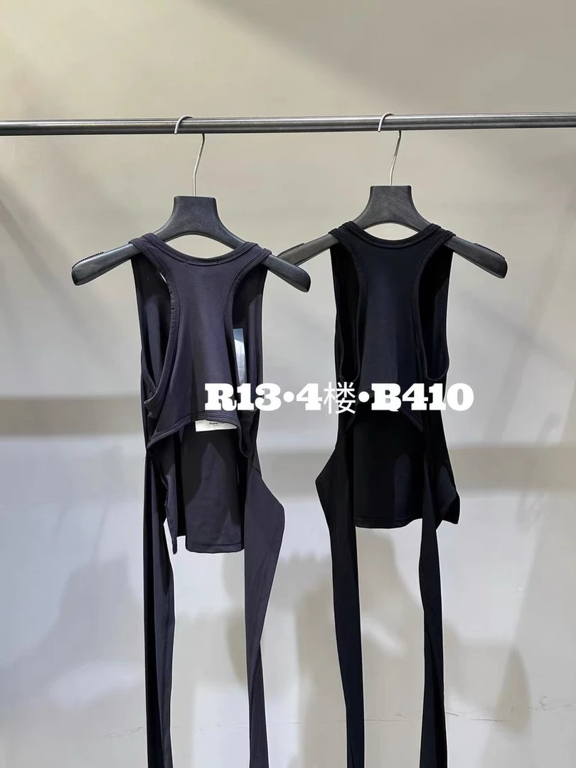 R13法式不规则开叉绑带无袖背心显瘦外穿甜辣性感女款