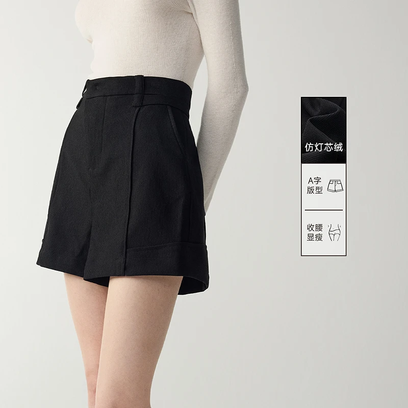 MSLAN【商场同款】新款气质阔腿裤百搭显瘦舒适斜门襟短裤 MFCN6102