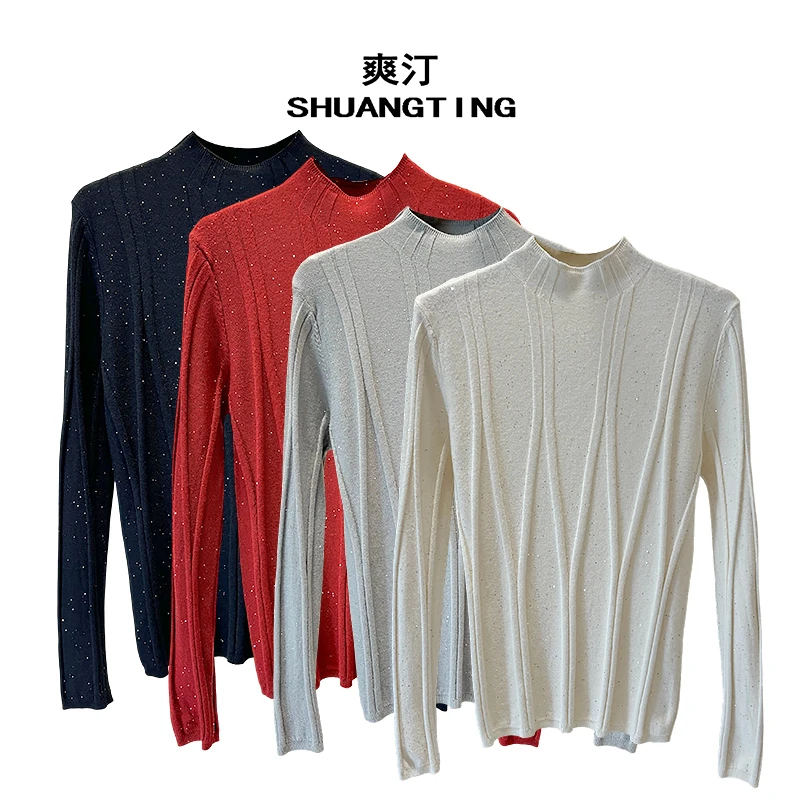 Jokara/丘可儿【银缕潇】中式气质简约套头针织毛衣修身温柔秋