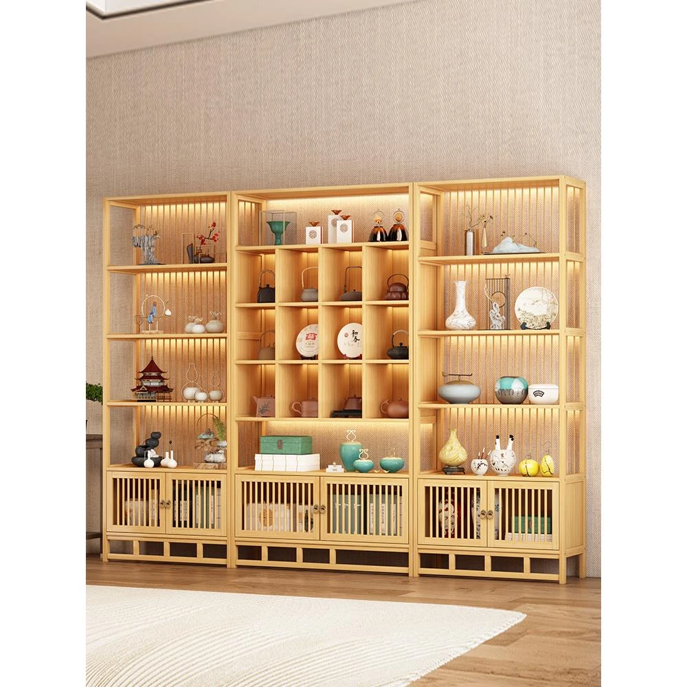 博古架新中式多宝阁茶叶展示柜摆件置物架实木茶室办公室隔断屏风