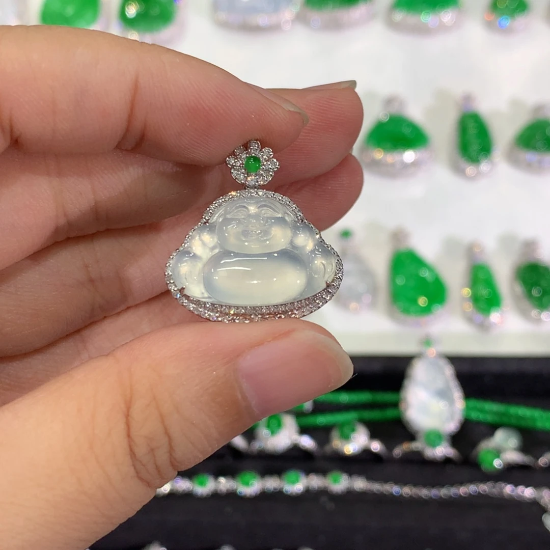 翡翠18K金镶嵌吊坠(不含链)吊坠