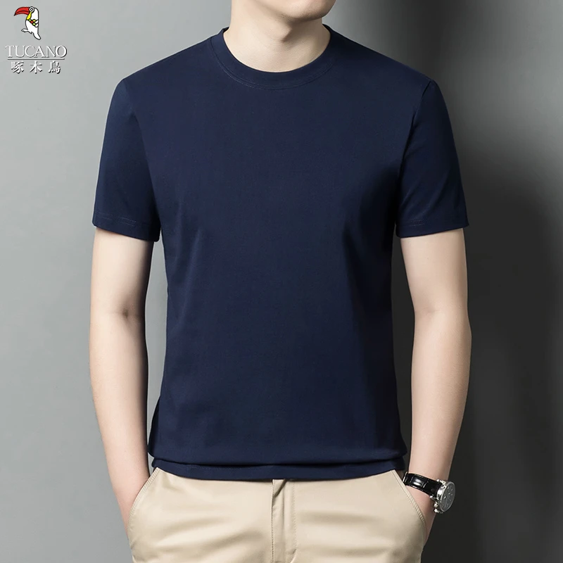 啄木鸟2025年春夏季新品时尚百搭潮流通勤基础休闲男士短袖T恤