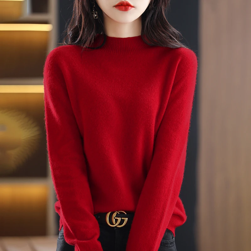 柔软舒适！100%安迪绒不起球女半高领毛衫加厚可机洗 贴身穿很舒服