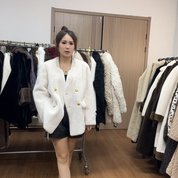 皮毛一体外套女中长款