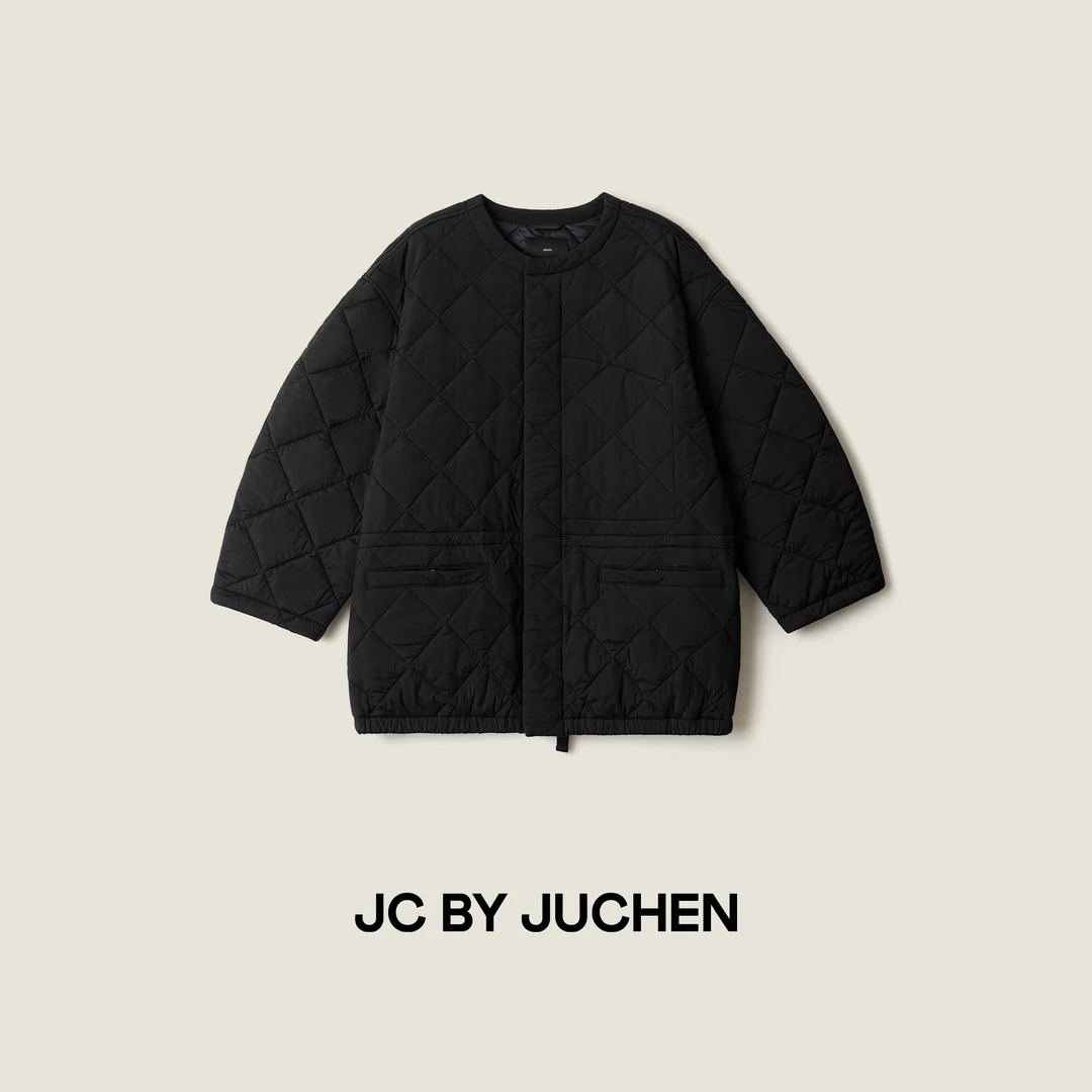 “冬日来信”暗黑风经典菱格棉服中长款冬季外套 FW113001-210