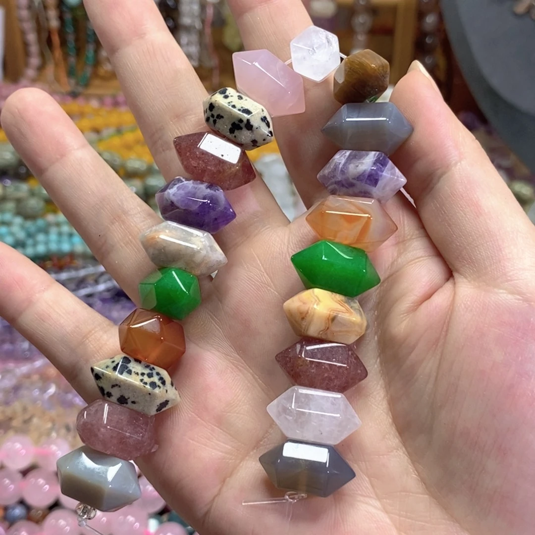 未镶嵌玛瑙/玉髓珠宝半成品多宝双尖20颗