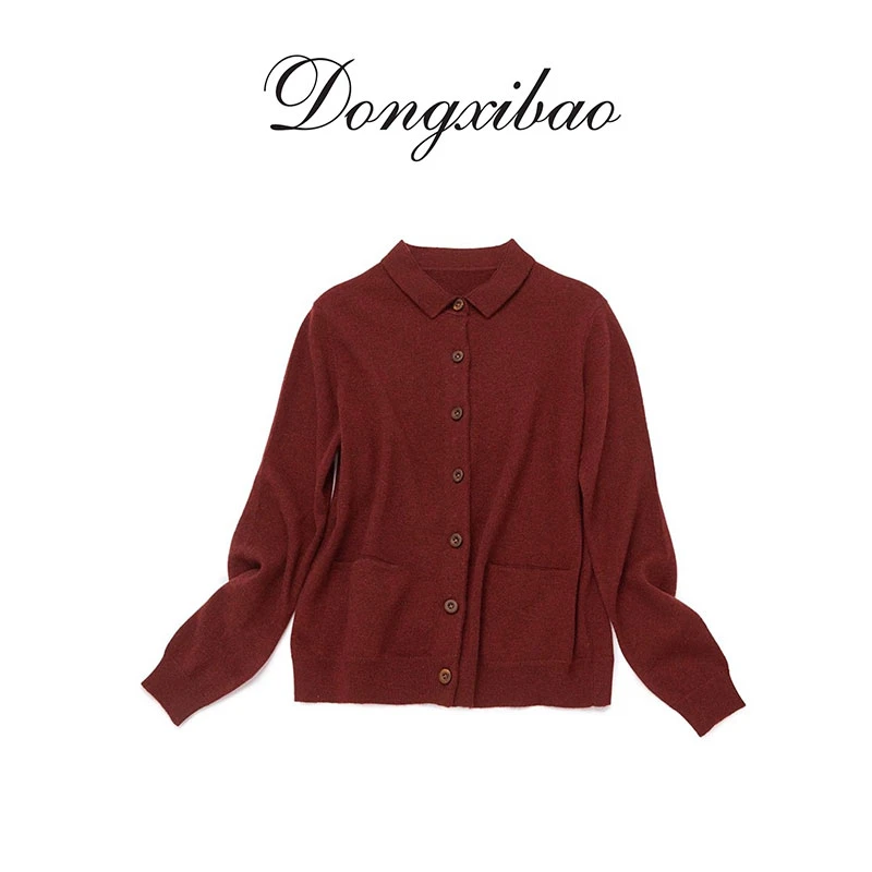 【康A定制纱线】 小polo领山羊绒针织开衫系扣双兜衬衣MC2461