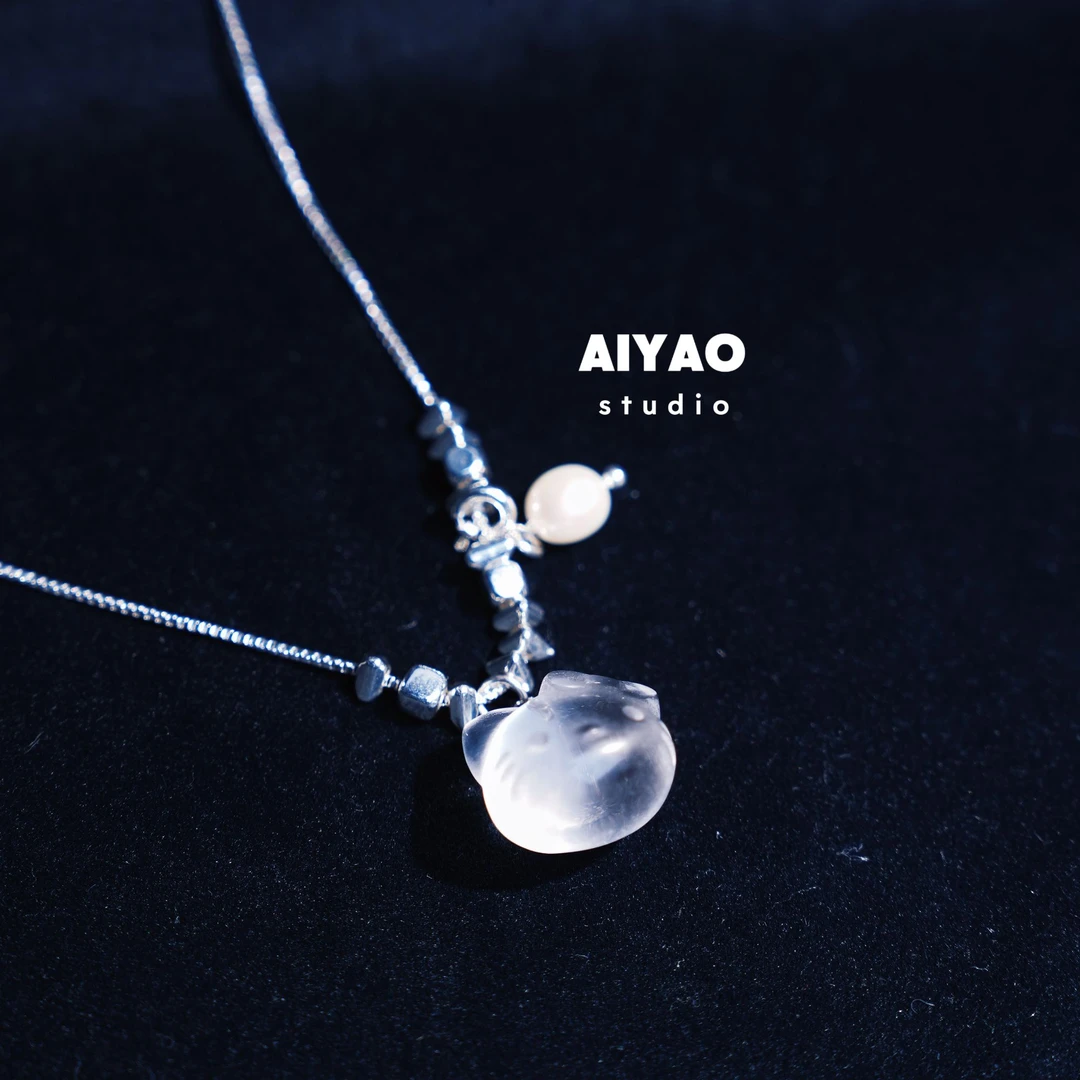 合金项链 【AIYAO】通透kitty猫珍珠项链268