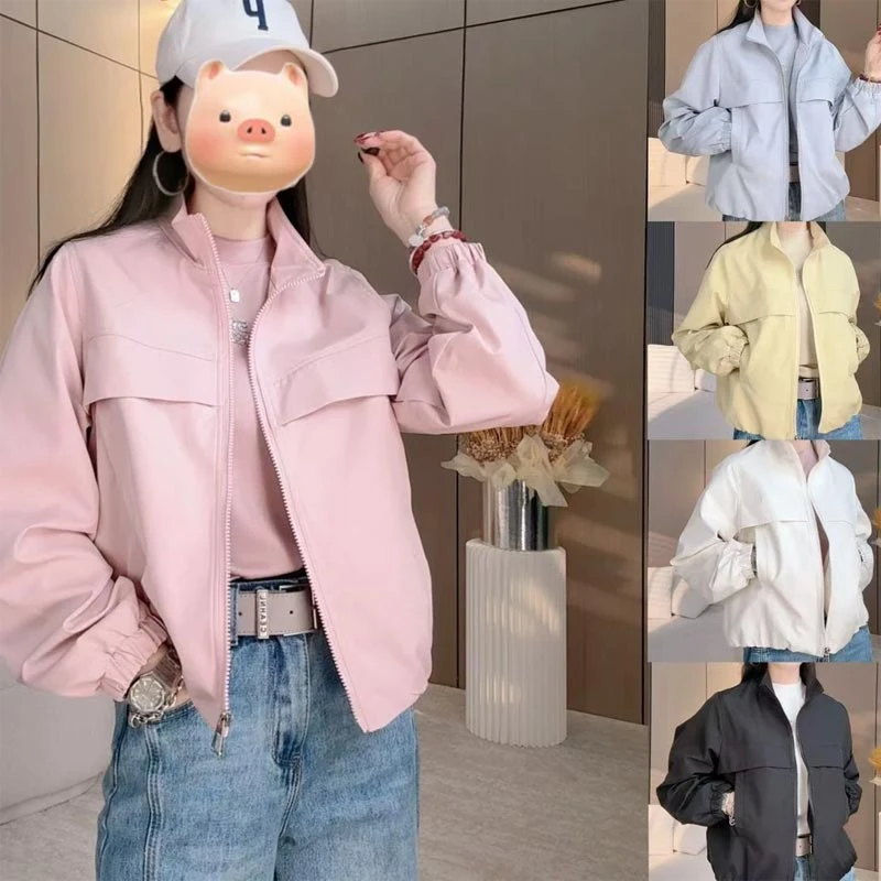 2025年春秋季新款外套小个子时尚百搭小众设计感洋气纯色休闲女士