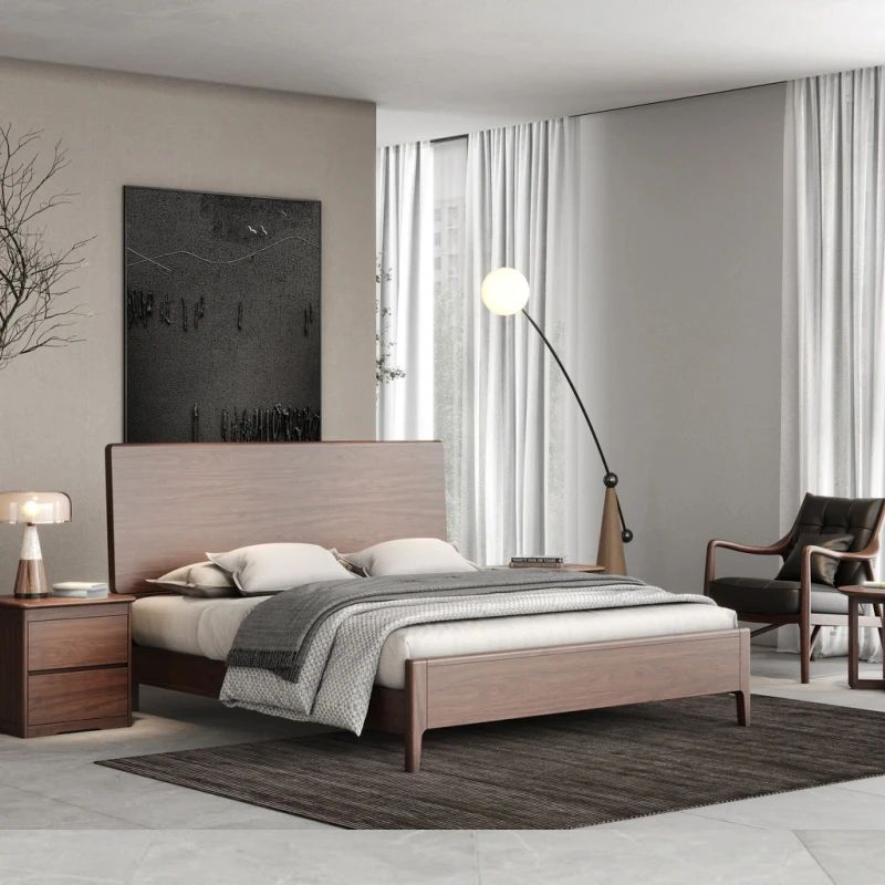 新中式实木床主卧床中古风1米8大床小户型美式双人床婚床储物床