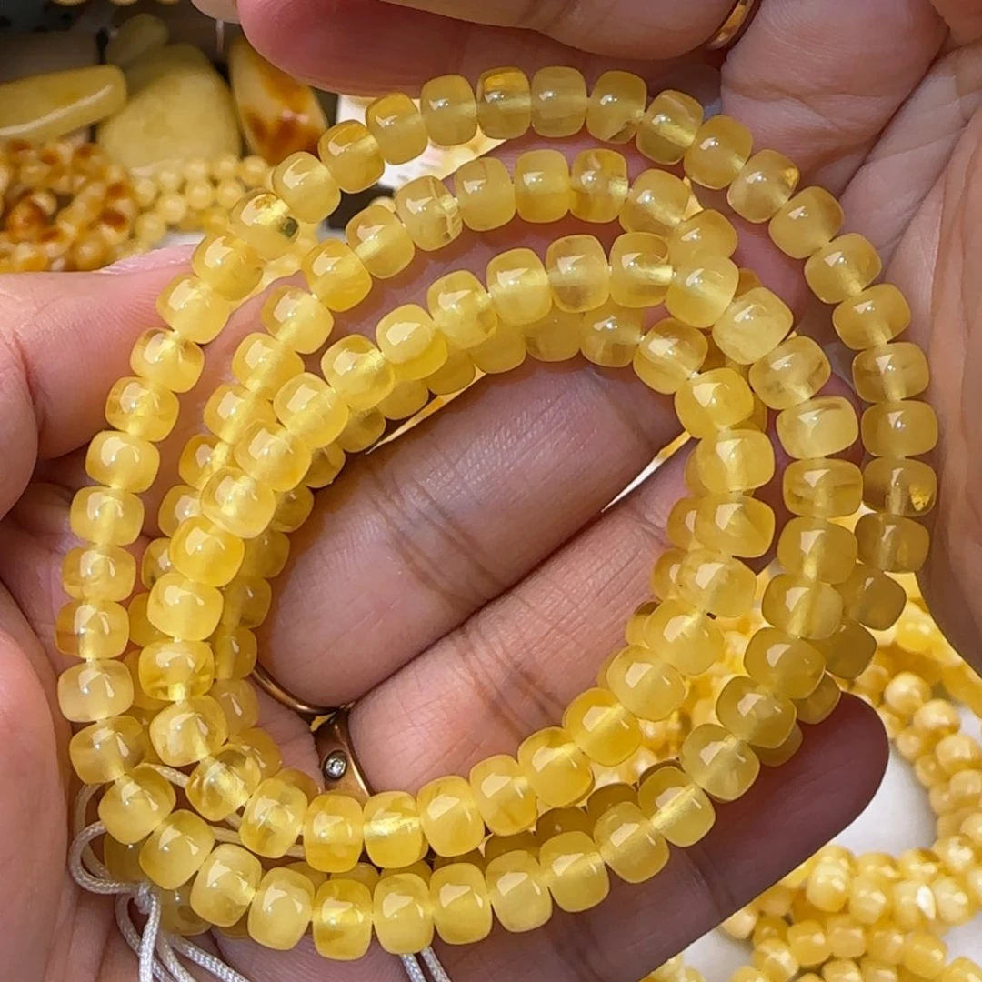 蜜蜡未镶嵌手链鸡油黄金绞蜜多圈