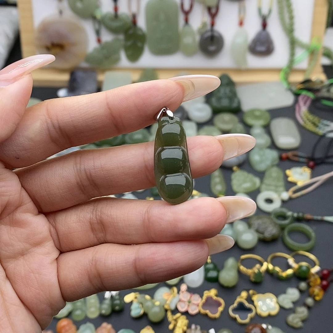 和田玉吊坠(不含链)银S925镶嵌