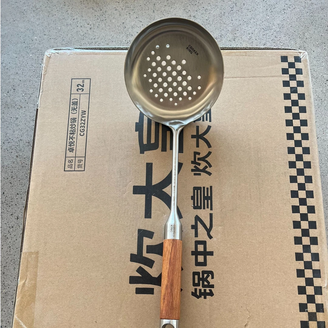 炊大皇316花梨木不锈钢漏勺（无原包装，介意勿拍）