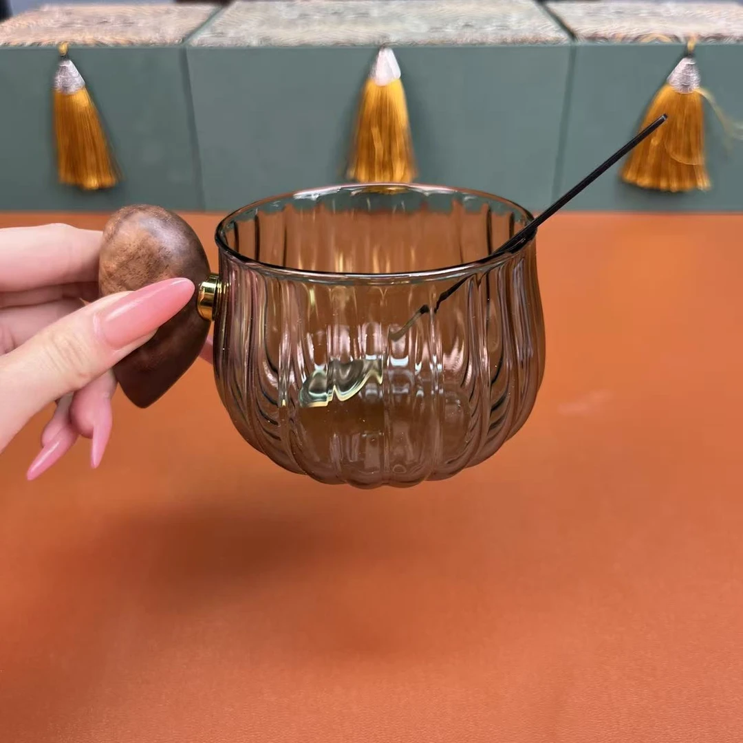Y5733-家用透明茶杯玻璃咖啡杯带勺
