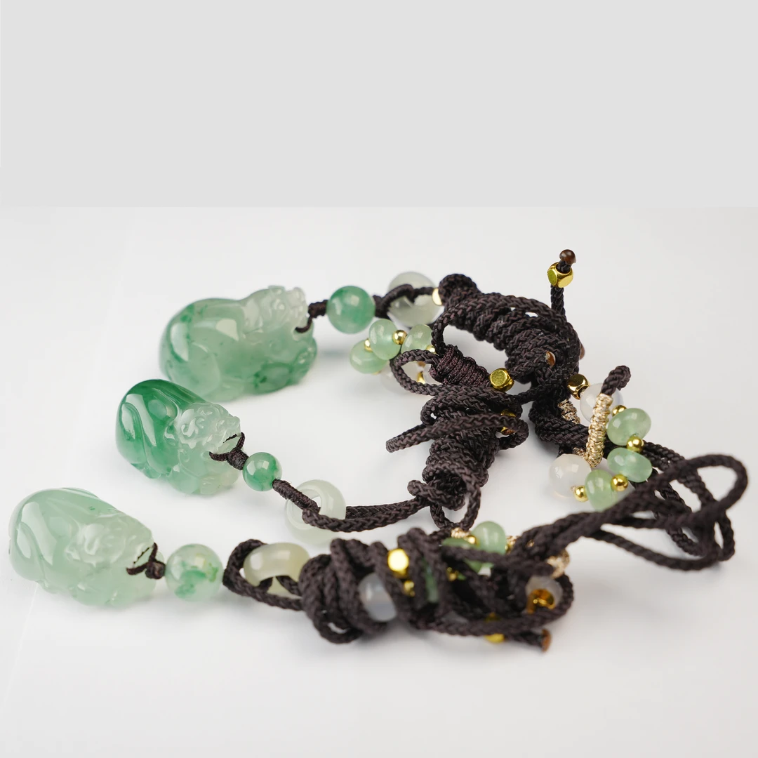 貔貅 天然非洲翠高品貔貅精美编绳礼物男女吊坠 多样性发货发一
