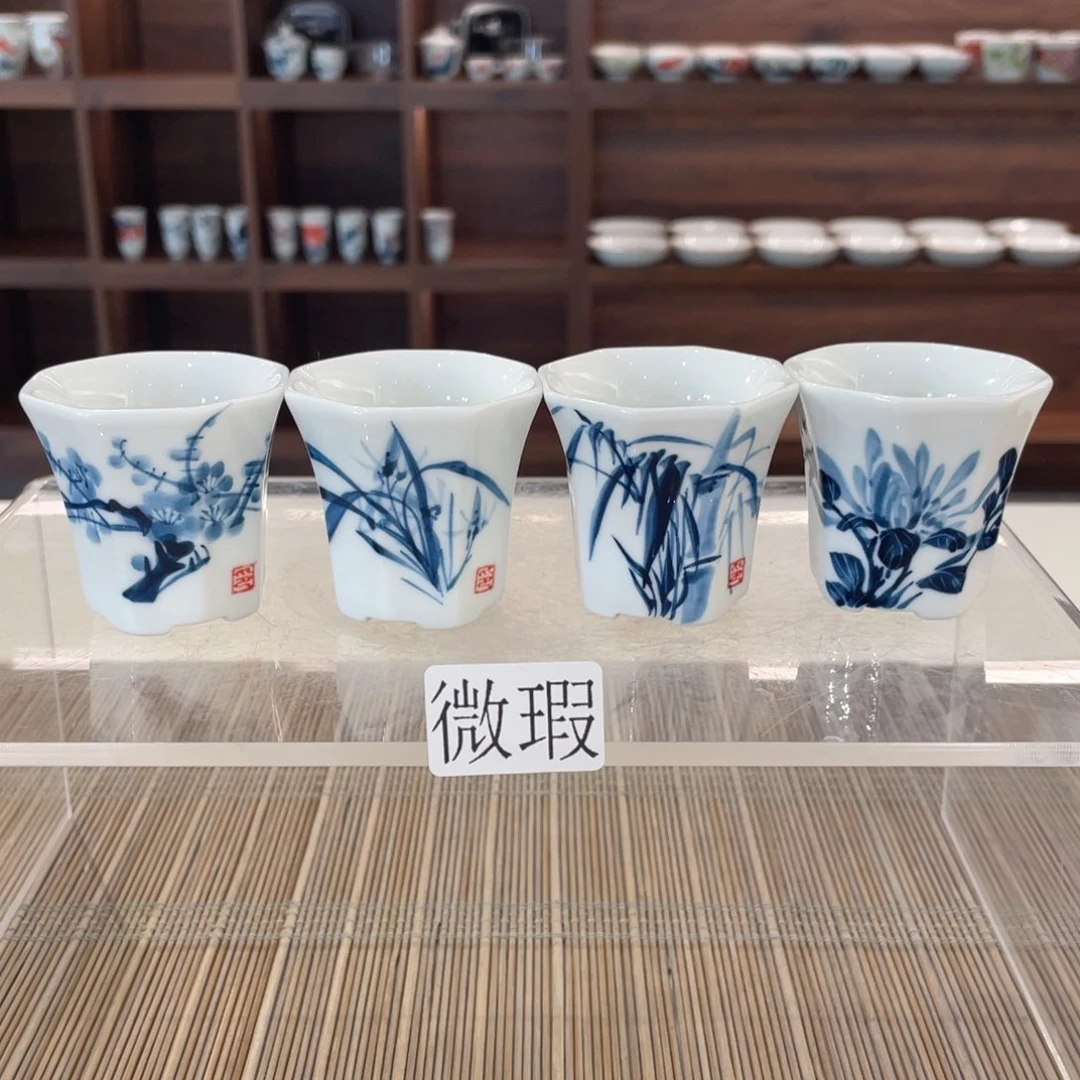 釉下手绘茶具微瑕