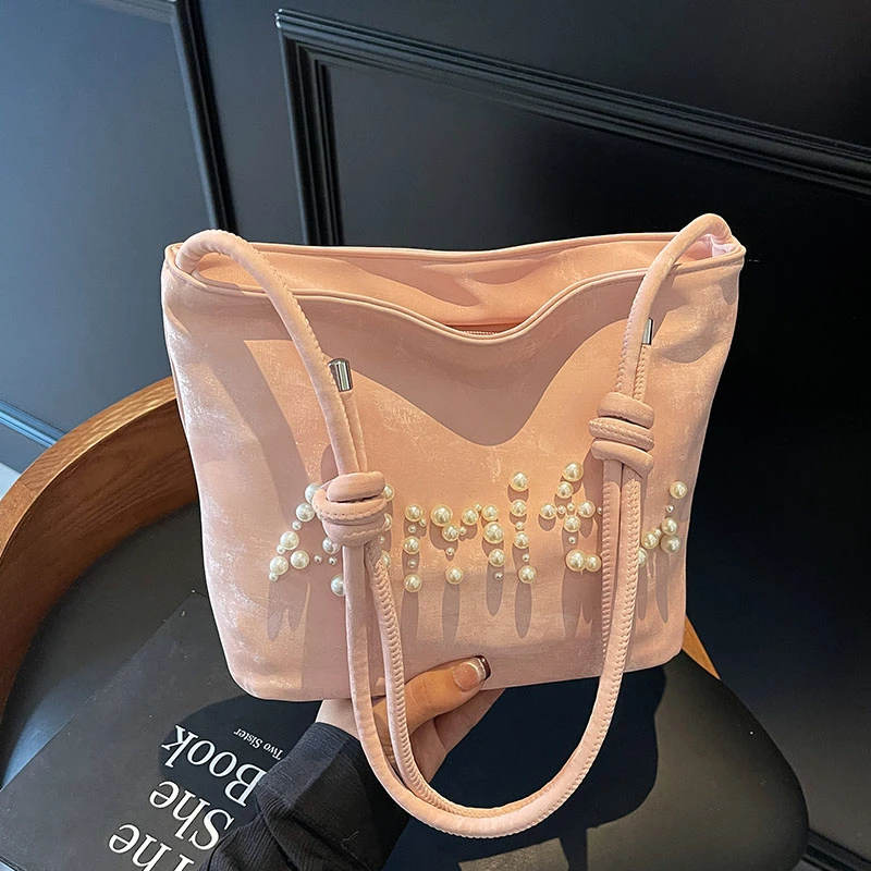 简约包包女2025新款休闲时尚韩版百搭质感单肩斜挎水桶包