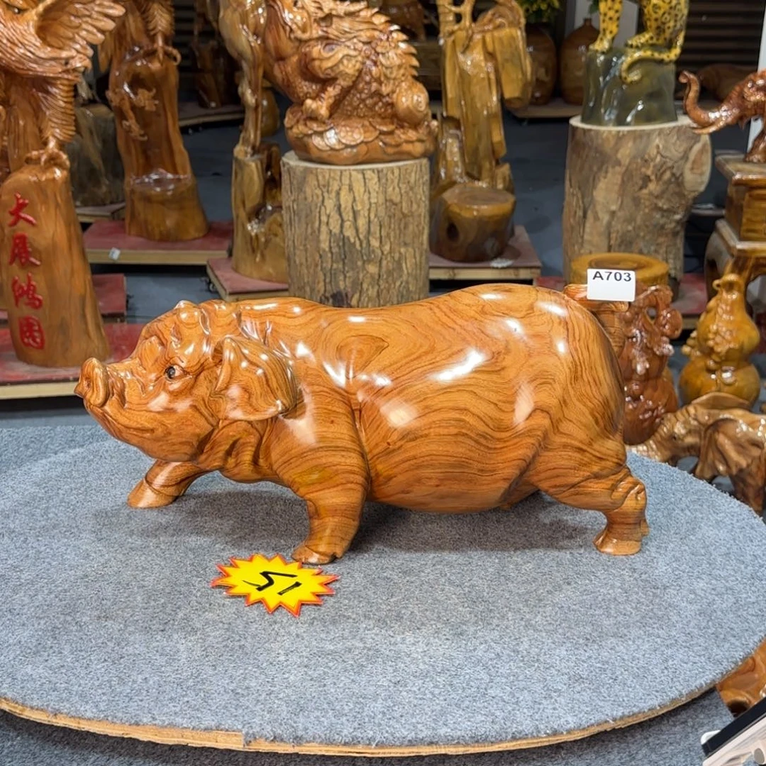 木福猪实木工艺品摆件50-23-22