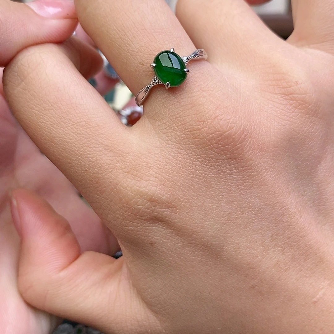 翡翠银S925镶嵌戒指