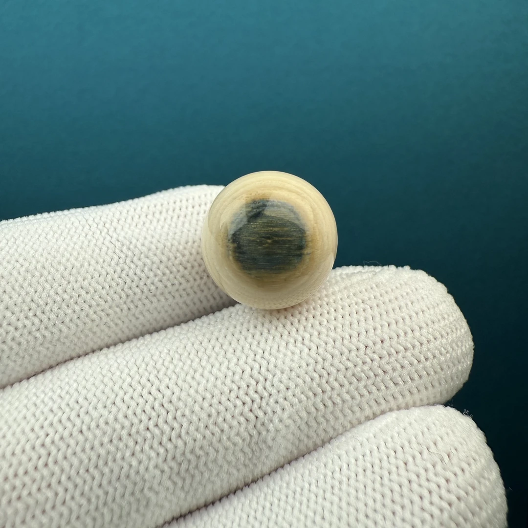 D33-24天然猛犸牙蓝眼单珠15mm支持鉴定假一罚四