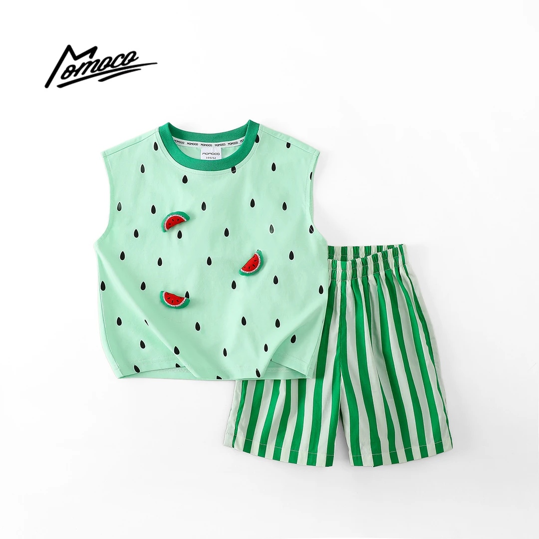 MOMOCO夏季男童清凉西瓜夏日套装休闲百搭两件套77230578832